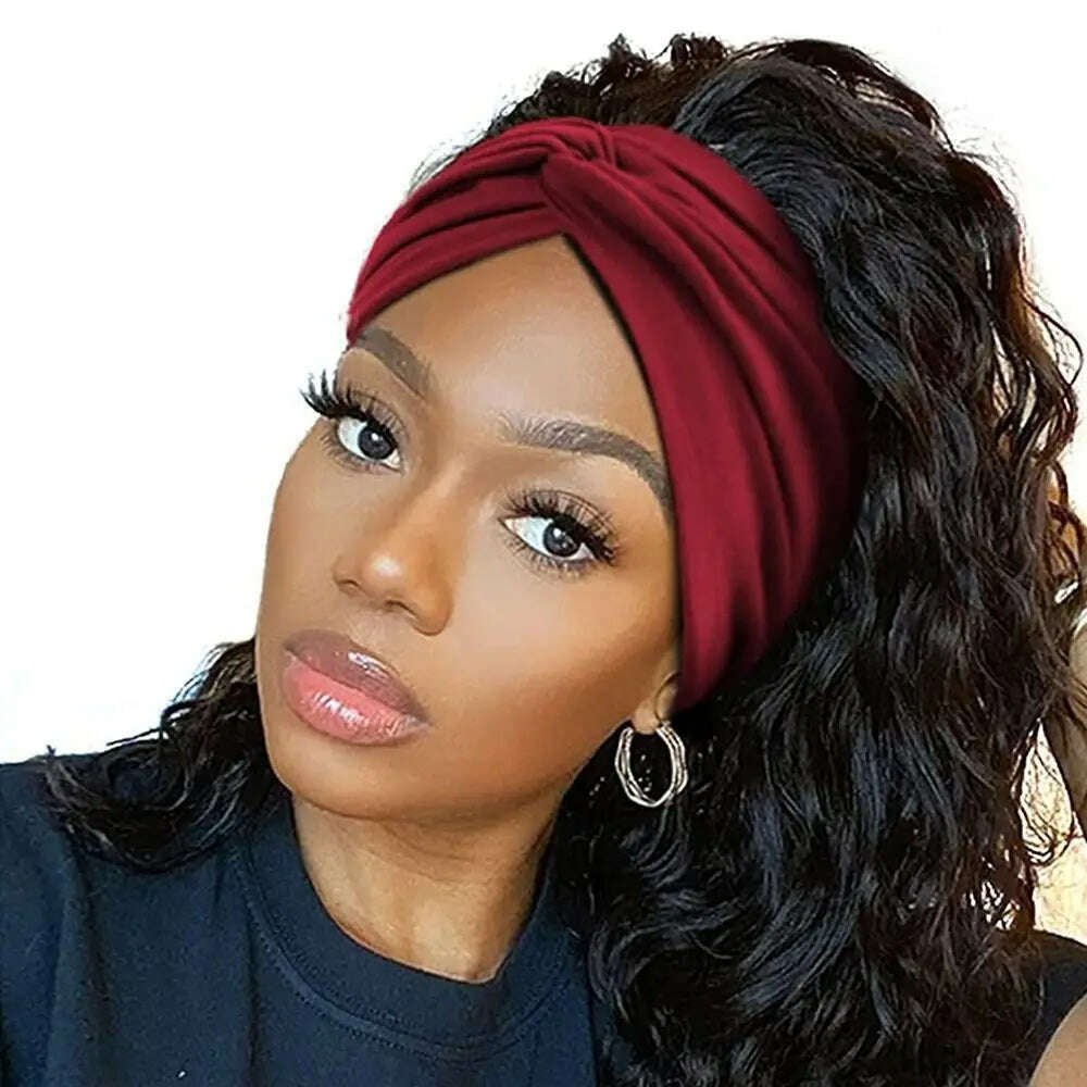 KIMLUD, Boho Twisted Extra Large Thick Wide Headbands Turban Head Wraps for Women Workout Headband Yoga Hair Bands Fashion 2024, KIMLUD Womens Clothes