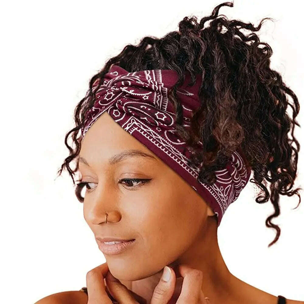 Boho Twisted Extra Large Thick Wide Headbands Turban Head Wraps for Women Workout Headband Yoga Hair Bands Fashion 2024 - KIMLUD