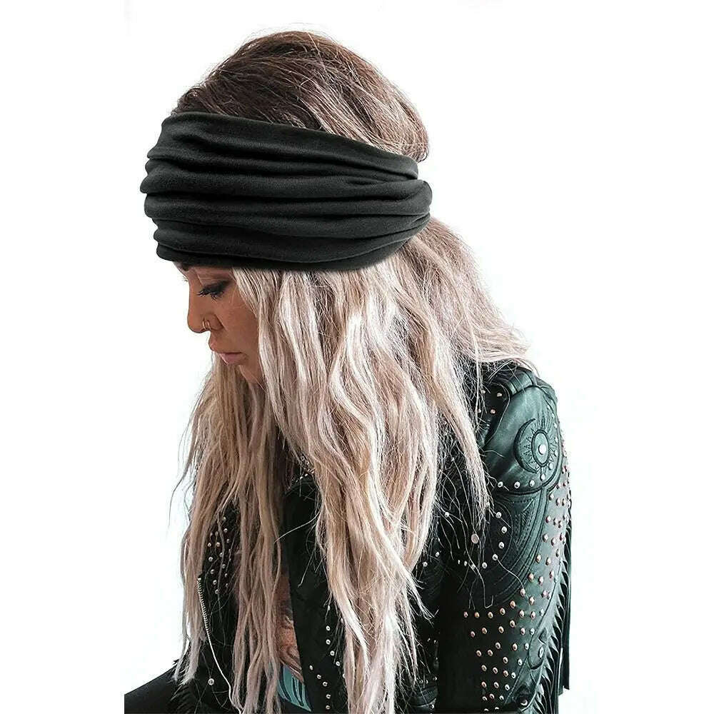 Boho Twisted Extra Large Thick Wide Headbands Turban Head Wraps for Women Workout Headband Yoga Hair Bands Fashion 2024 - KIMLUD