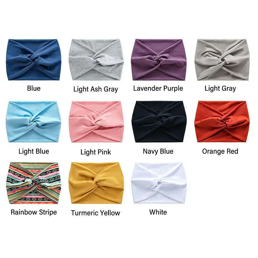 Boho Twisted Extra Large Thick Wide Headbands Turban Head Wraps for Women Workout Headband Yoga Hair Bands Fashion 2024 - KIMLUD