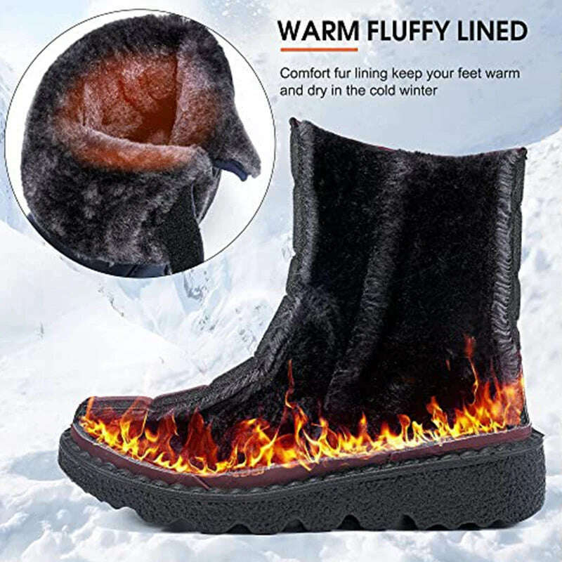 KIMLUD, Boots Woman Snow Fashion Woman Shoes Platform Shoes Women New Mid Women's High Boots 2025 Trend Botas Mujer Winter Boots Women, KIMLUD Womens Clothes