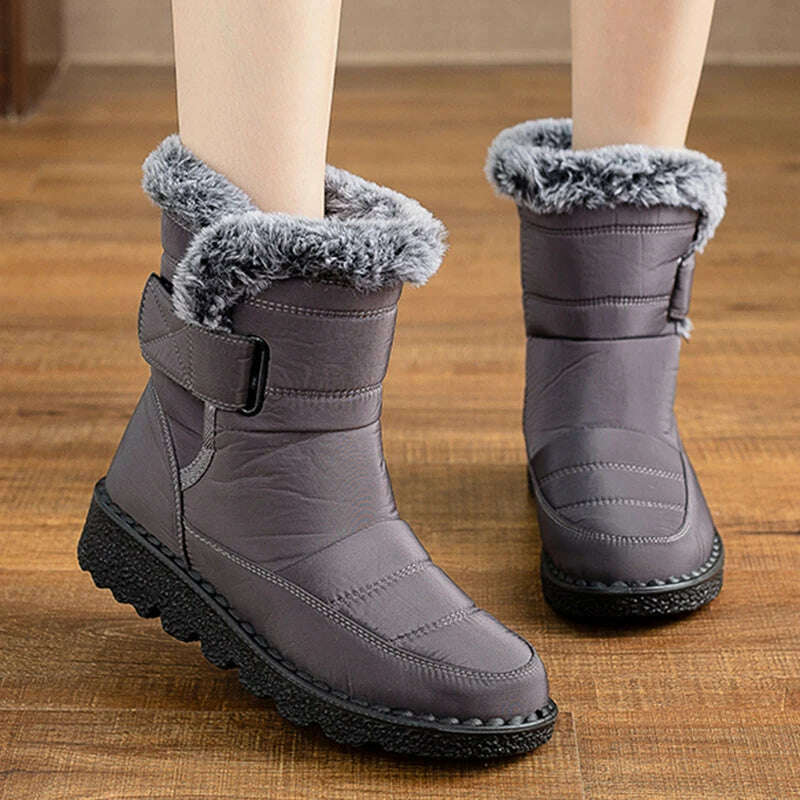 KIMLUD, Boots Woman Snow Fashion Woman Shoes Platform Shoes Women New Mid Women's High Boots 2025 Trend Botas Mujer Winter Boots Women, Grey / 41, KIMLUD APPAREL - Womens Clothes