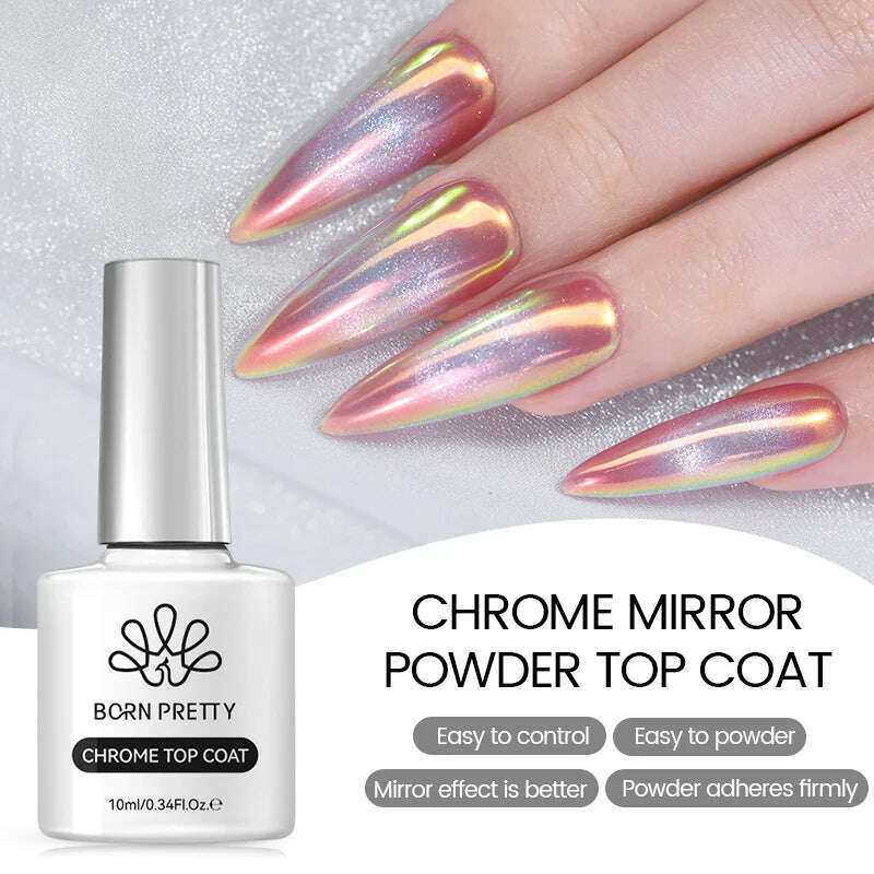 Born Pretty 10ml Magical MIRROR UV Gel Varnish Top Coat Semi-Permanent Nail Polishes Moonlight Mirror NailsFine Glitter Powder - KIMLUD