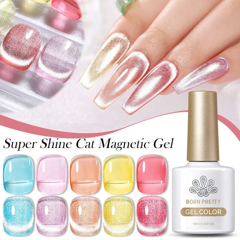 KIMLUD, BORN PRETTY Super Shine Cat Magnetic Gel Nail Polish Sparking Shiny Varnish UV Gel For Nail Art Design Magnetic Manicure, KIMLUD Womens Clothes