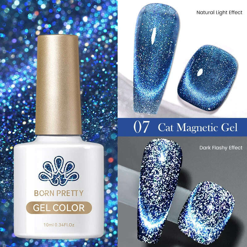 KIMLUD, BORN PRETTY Super Shine Cat Magnetic Gel Nail Polish Sparking Shiny Varnish UV Gel For Nail Art Design Magnetic Manicure, KIMLUD Womens Clothes