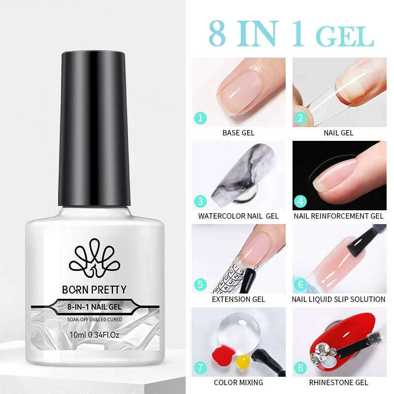 KIMLUD, BORN PRETTY Super Shine Cat Magnetic Gel Nail Polish Sparking Shiny Varnish UV Gel For Nail Art Design Magnetic Manicure, 8 In 1 Glue Gel, KIMLUD Womens Clothes