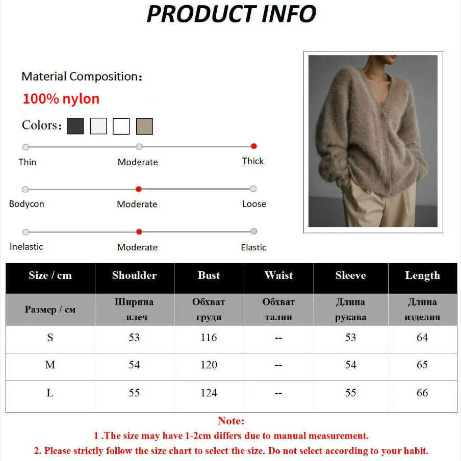 KIMLUD, Bornladies Women Imitation Mink Cardigan Soft V-neck Thiick Knitted Jacket Winter Button Vintage Cardigan Sweater for Women, KIMLUD Womens Clothes