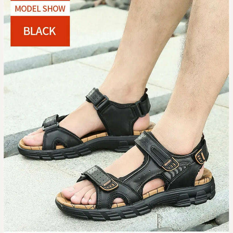 KIMLUD, Brand Classic Mens Sandals Summer Genuine Leather Sandals Men Outdoor Casual Lightweight Sandal Fashion Men Sneakers Size 38-46, KIMLUD Womens Clothes