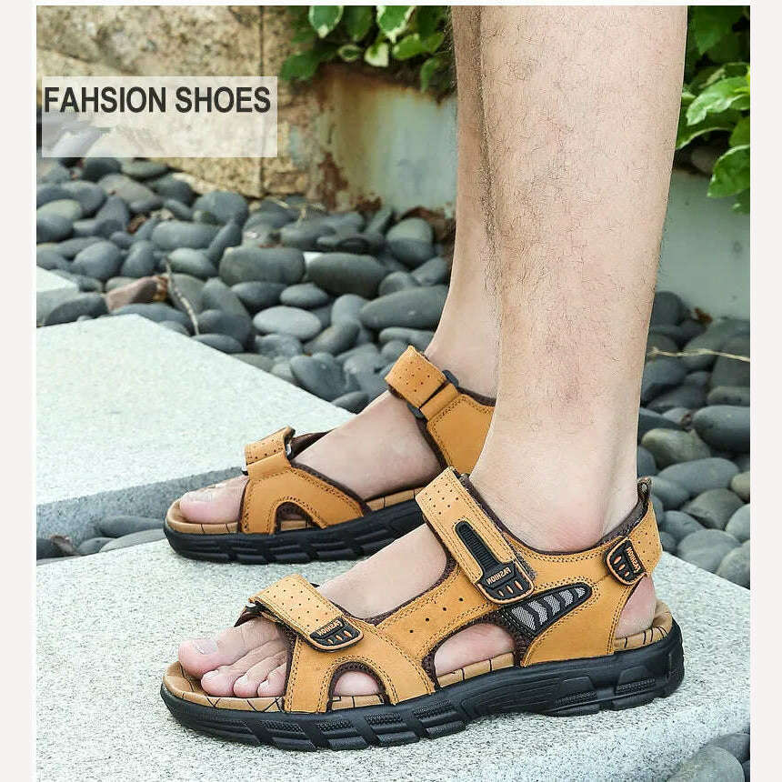 KIMLUD, Brand Classic Mens Sandals Summer Genuine Leather Sandals Men Outdoor Casual Lightweight Sandal Fashion Men Sneakers Size 38-46, KIMLUD Womens Clothes