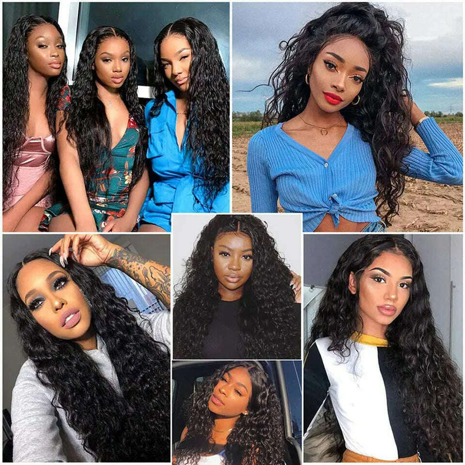 KIMLUD, Brazilian Water Wave Bundles 100% Real Human Hair Bundles 1/3 Pcs/Lot Remy Hair Water Wave Hair For Black Women Natural Color 1b, KIMLUD Womens Clothes