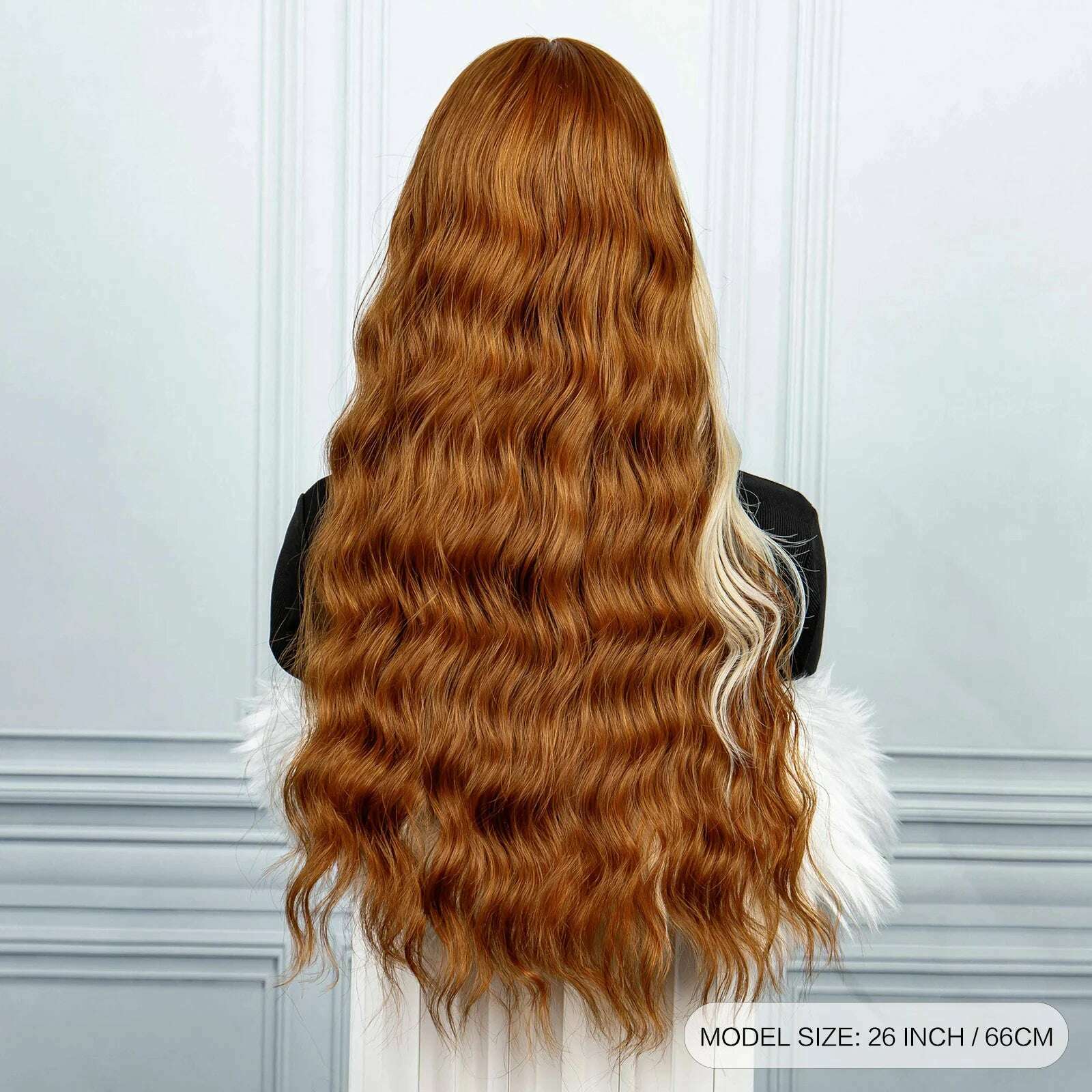 Brown Mix Gold Synthetic Hair Long Wavy Wigs Heat Resistant Fiber Natural Hairline Middle Part For Woman Daily Use - KIMLUD