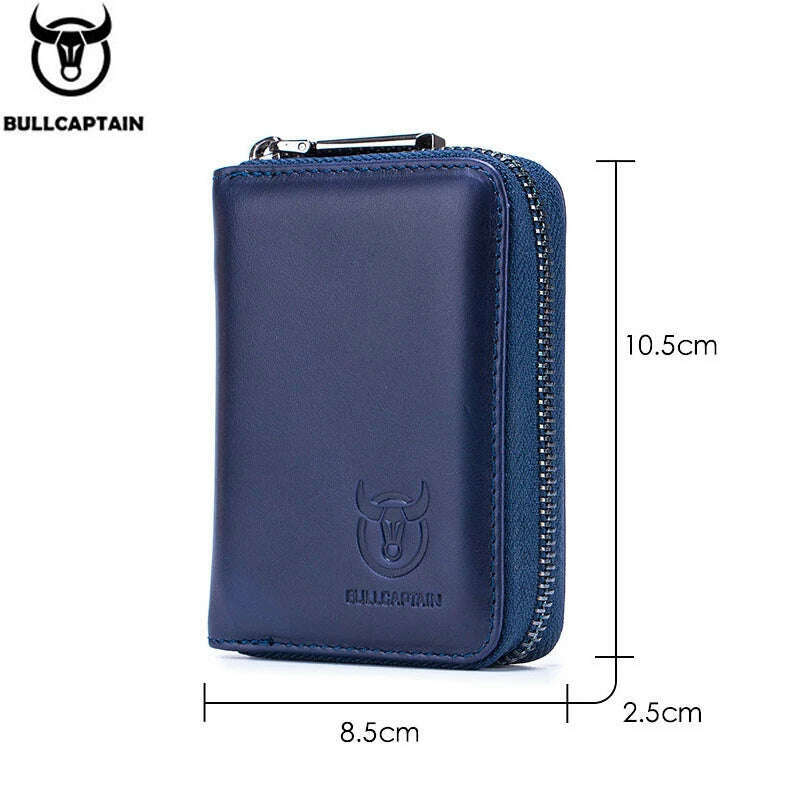 BULLCAPTAIN Leather Credit Card ID Card Holder Wallet Wallet Men Fashion Rfid Card Holder Wallet Business Card Holder Bag - KIMLUD