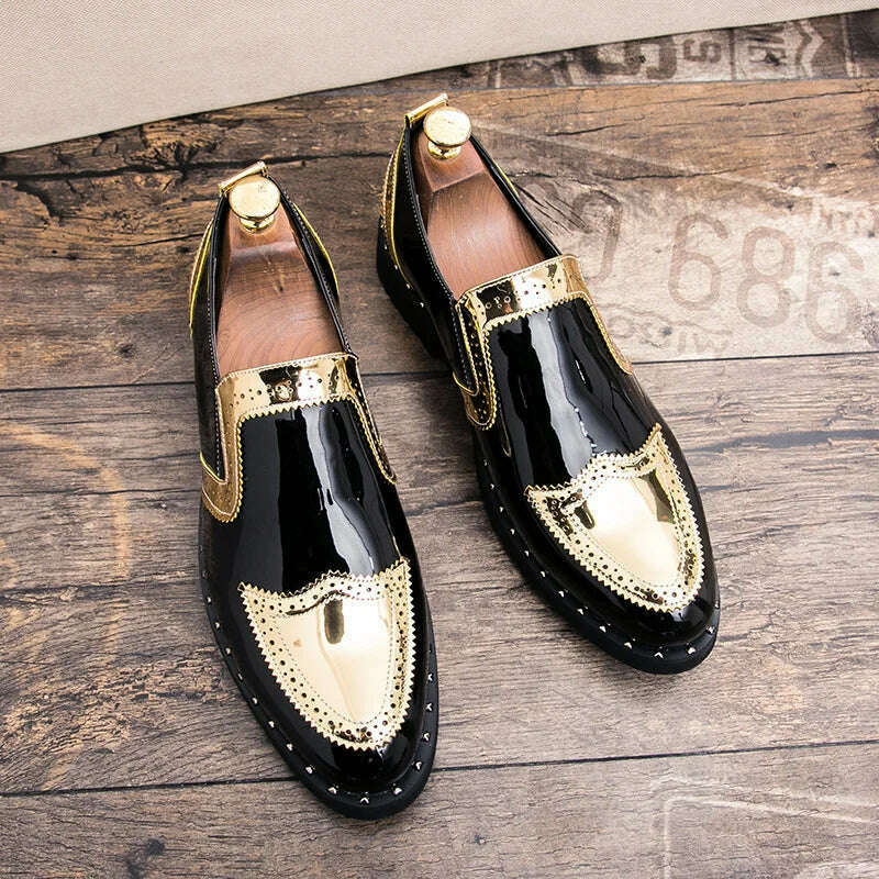 Business Loafers Men Casual Shoes Formal Office Shoes Men Patent Leather Moccasins Luxury Fashion Designer Slip On Driving Shoes - KIMLUD