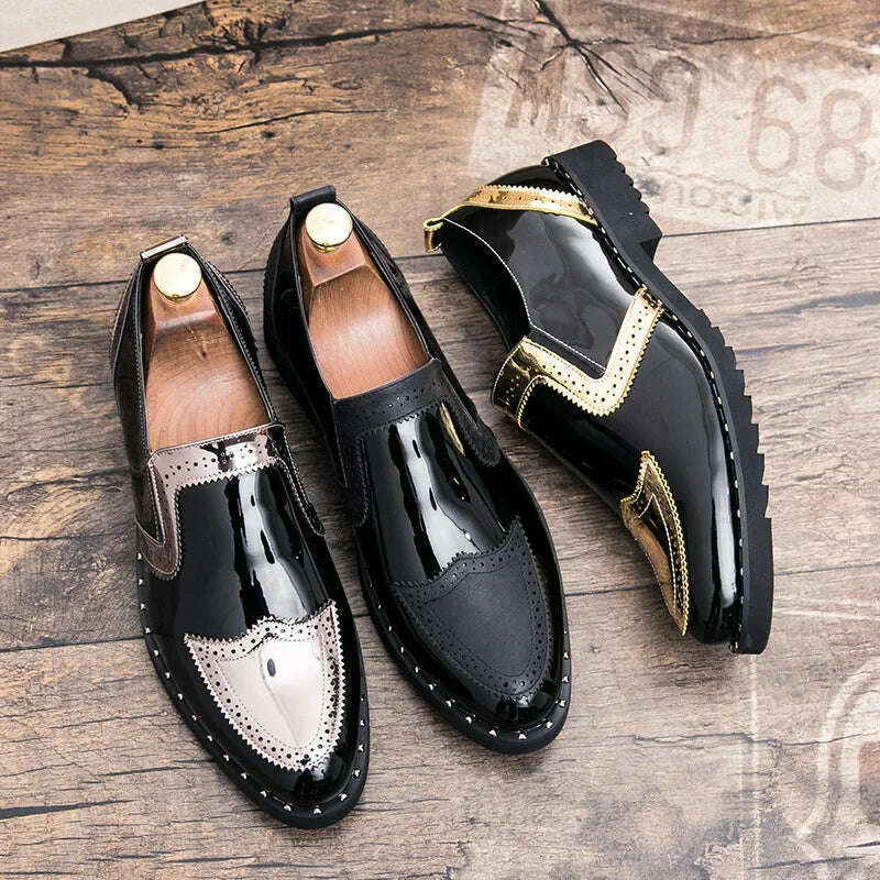 Business Loafers Men Casual Shoes Formal Office Shoes Men Patent Leather Moccasins Luxury Fashion Designer Slip On Driving Shoes - KIMLUD