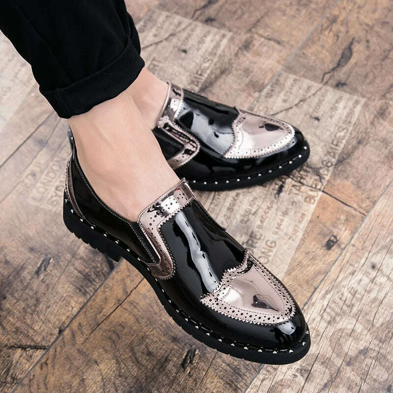 Business Loafers Men Casual Shoes Formal Office Shoes Men Patent Leather Moccasins Luxury Fashion Designer Slip On Driving Shoes - KIMLUD