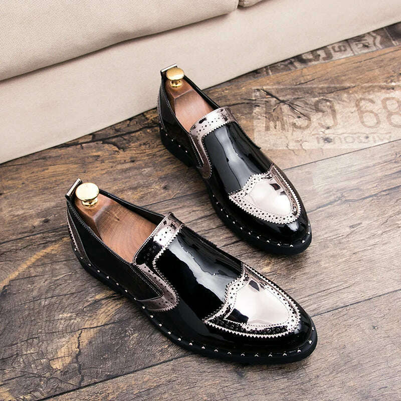 Business Loafers Men Casual Shoes Formal Office Shoes Men Patent Leather Moccasins Luxury Fashion Designer Slip On Driving Shoes - KIMLUD