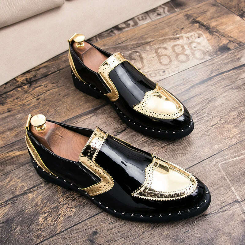 Business Loafers Men Casual Shoes Formal Office Shoes Men Patent Leather Moccasins Luxury Fashion Designer Slip On Driving Shoes - KIMLUD