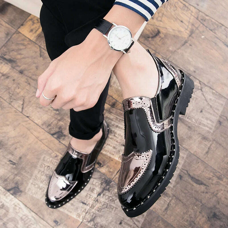 Business Loafers Men Casual Shoes Formal Office Shoes Men Patent Leather Moccasins Luxury Fashion Designer Slip On Driving Shoes - KIMLUD