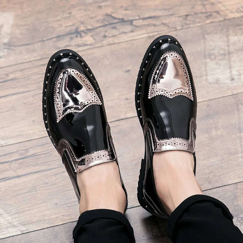 Business Loafers Men Casual Shoes Formal Office Shoes Men Patent Leather Moccasins Luxury Fashion Designer Slip On Driving Shoes - KIMLUD