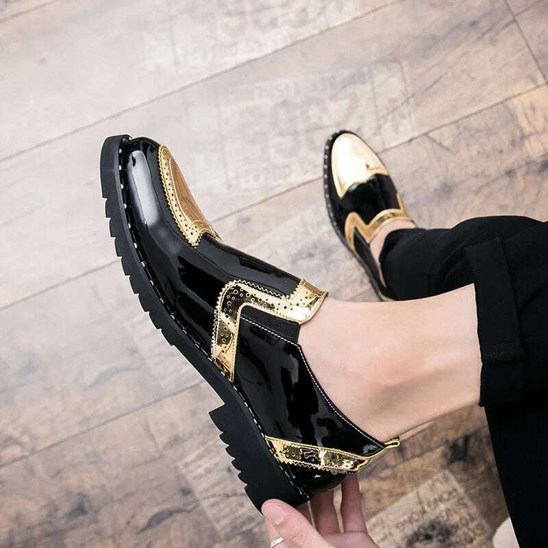 Business Loafers Men Casual Shoes Formal Office Shoes Men Patent Leather Moccasins Luxury Fashion Designer Slip On Driving Shoes - KIMLUD