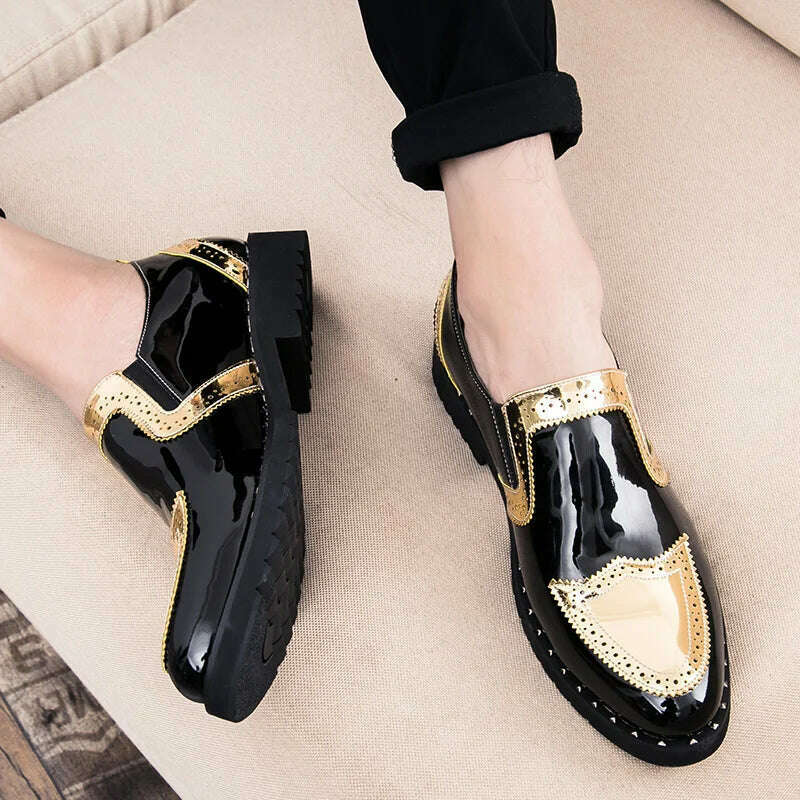 Business Loafers Men Casual Shoes Formal Office Shoes Men Patent Leather Moccasins Luxury Fashion Designer Slip On Driving Shoes - KIMLUD