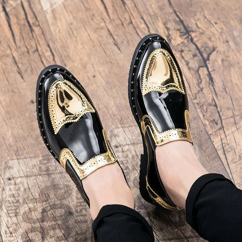 Business Loafers Men Casual Shoes Formal Office Shoes Men Patent Leather Moccasins Luxury Fashion Designer Slip On Driving Shoes - KIMLUD