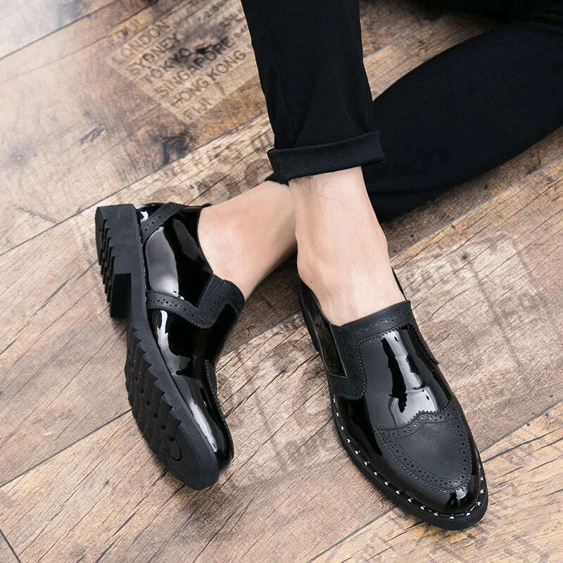 Business Loafers Men Casual Shoes Formal Office Shoes Men Patent Leather Moccasins Luxury Fashion Designer Slip On Driving Shoes - KIMLUD