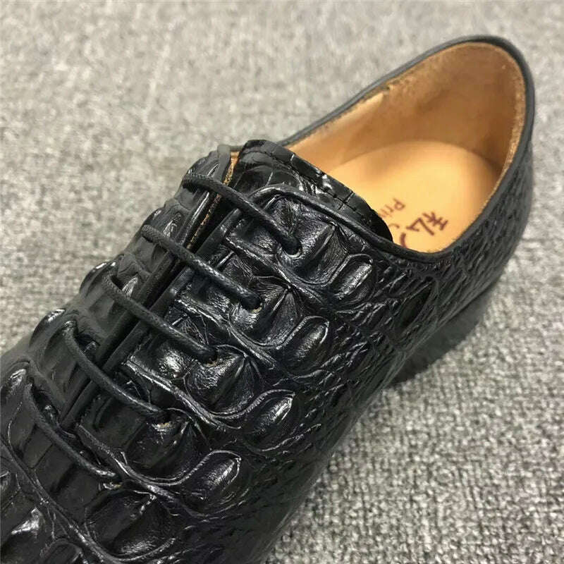 KIMLUD, Business Style Authentic Real Crocodile Skin Men's Derby Shoes Genuine Exotic Alligator Leather Male Black Lace-up Dress Oxfords, KIMLUD Womens Clothes