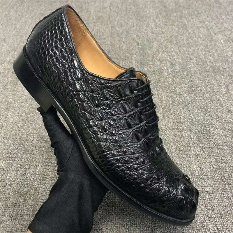 KIMLUD, Business Style Authentic Real Crocodile Skin Men's Derby Shoes Genuine Exotic Alligator Leather Male Black Lace-up Dress Oxfords, KIMLUD Womens Clothes