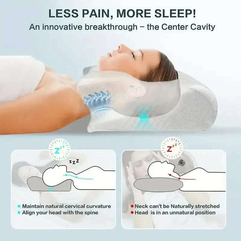 Butterfly Sleep Memory Neck Pillow Slow Rebound Comfortable Memory Foam Sleep Pillow Cervical Orthopedic Neck Massage Bed Pillow - KIMLUD