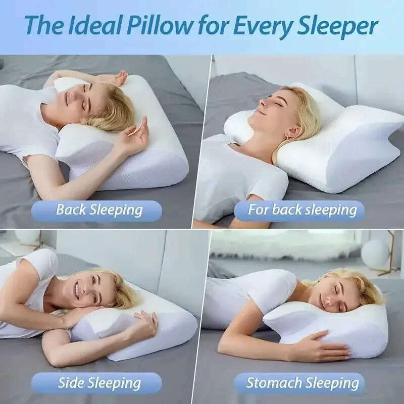 Butterfly Sleep Memory Neck Pillow Slow Rebound Comfortable Memory Foam Sleep Pillow Cervical Orthopedic Neck Massage Bed Pillow - KIMLUD