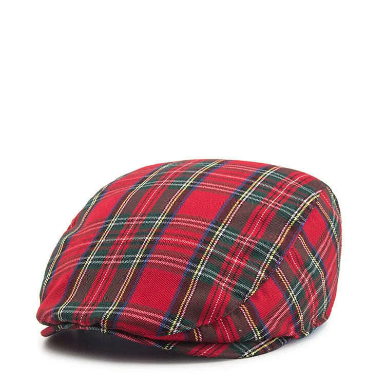 KIMLUD, BUTTERMERE Womens Plaid Flat Caps Male Casual Cotton Vintage Berets Hats Summer Spring Classic Checkered Stylish Gatsby Cap, Red / 56-58cm, KIMLUD Womens Clothes