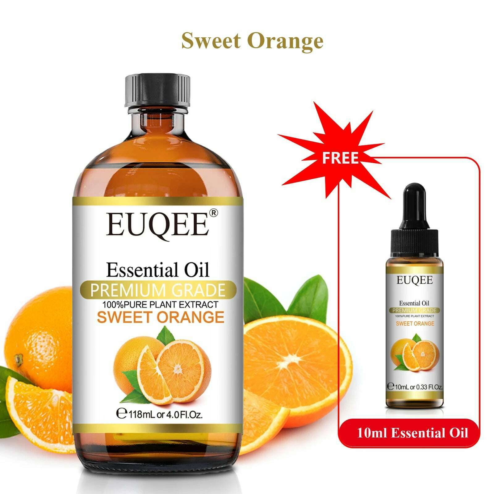 KIMLUD, Buy 118ml Essential Oil Get 10ml Free 100% Pure and Natural Essential Oil with Dropper for Aromatherapy Diffuser Massage DIY, Sweet Orange / 118ml and 10ml / CHINA, KIMLUD APPAREL - Womens Clothes