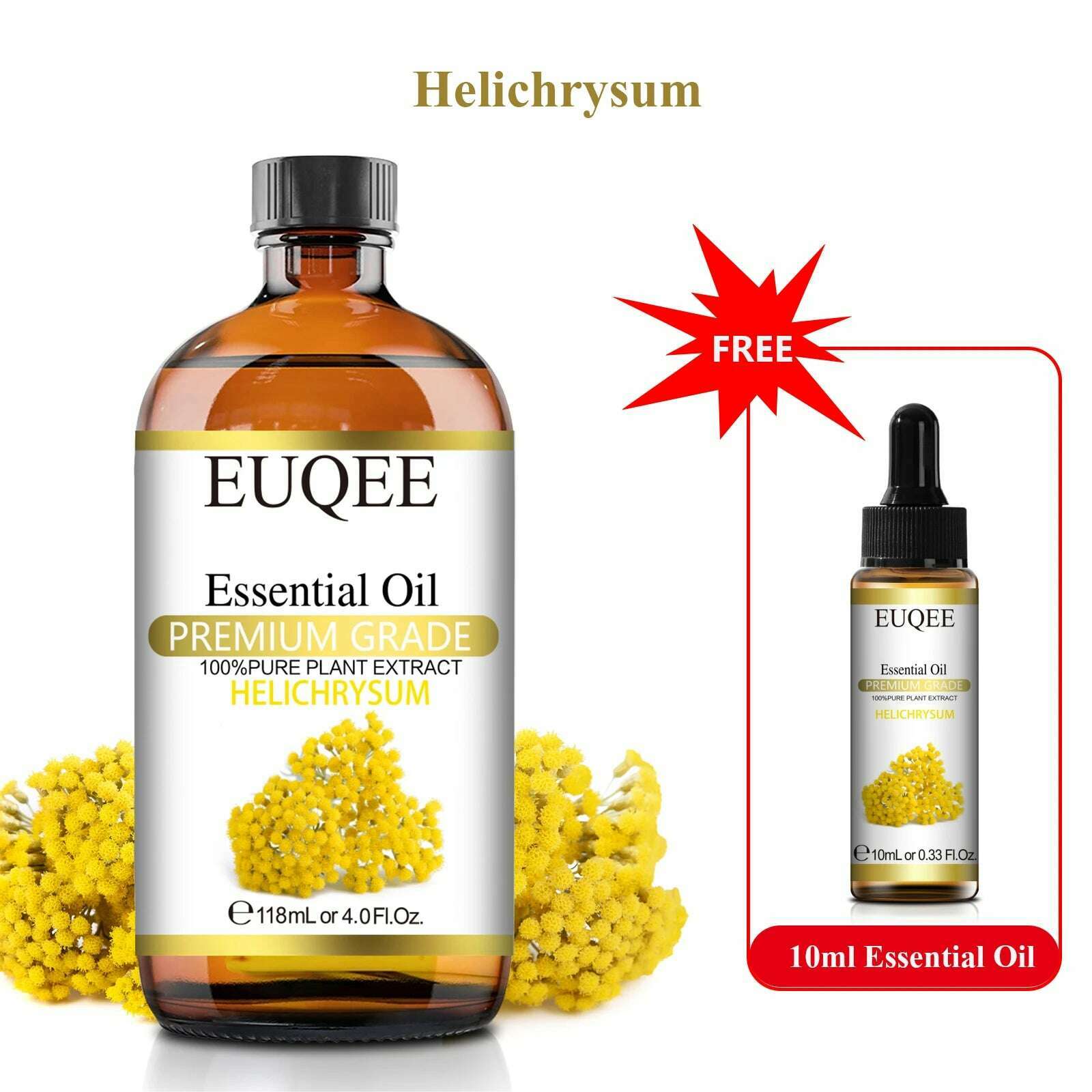 KIMLUD, Buy 118ml Essential Oil Get 10ml Free 100% Pure and Natural Essential Oil with Dropper for Aromatherapy Diffuser Massage DIY, Helichrysum / 118ml and 10ml / CHINA, KIMLUD APPAREL - Womens Clothes