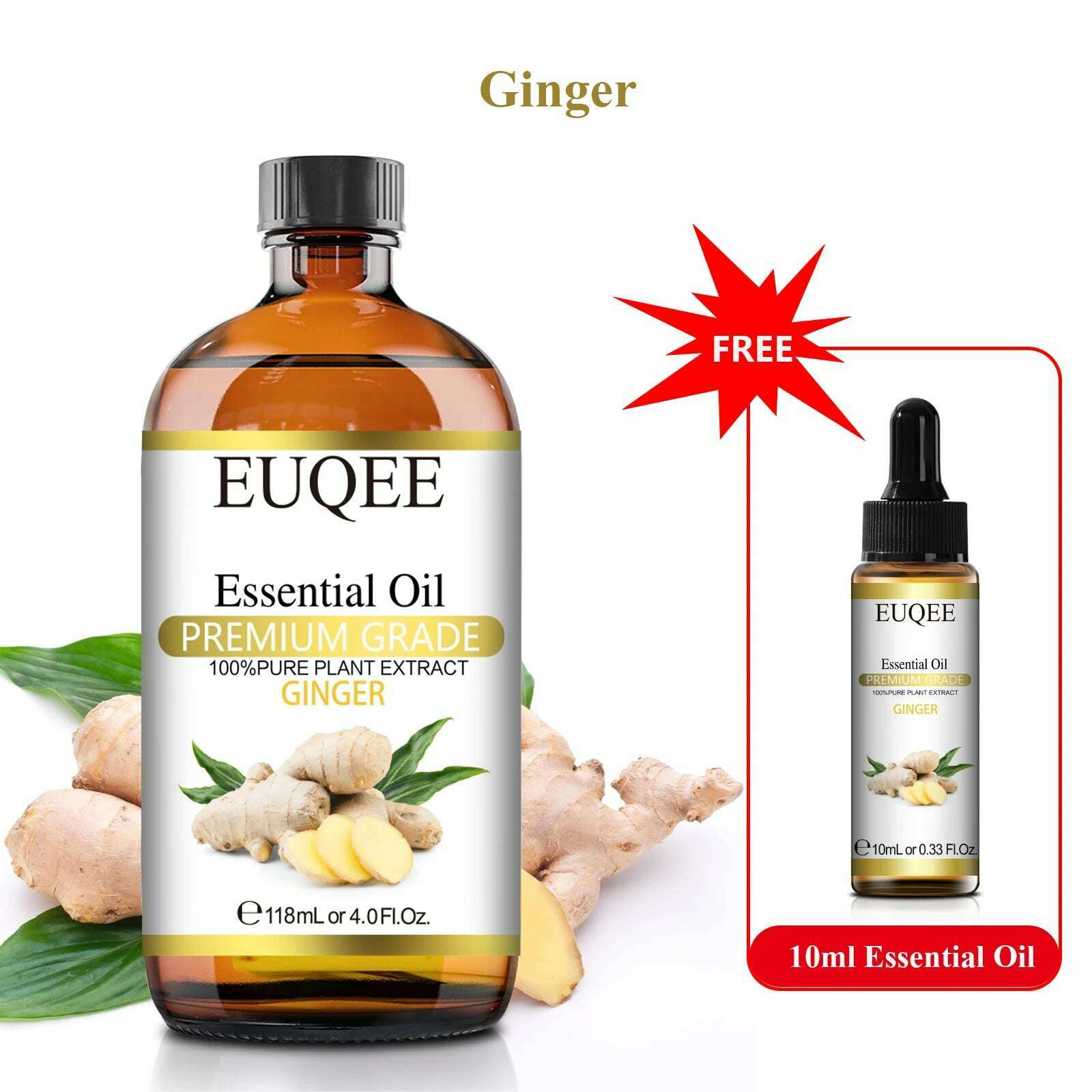 KIMLUD, Buy 118ml Essential Oil Get 10ml Free 100% Pure and Natural Essential Oil with Dropper for Aromatherapy Diffuser Massage DIY, Ginger / 118ml and 10ml / CHINA, KIMLUD APPAREL - Womens Clothes