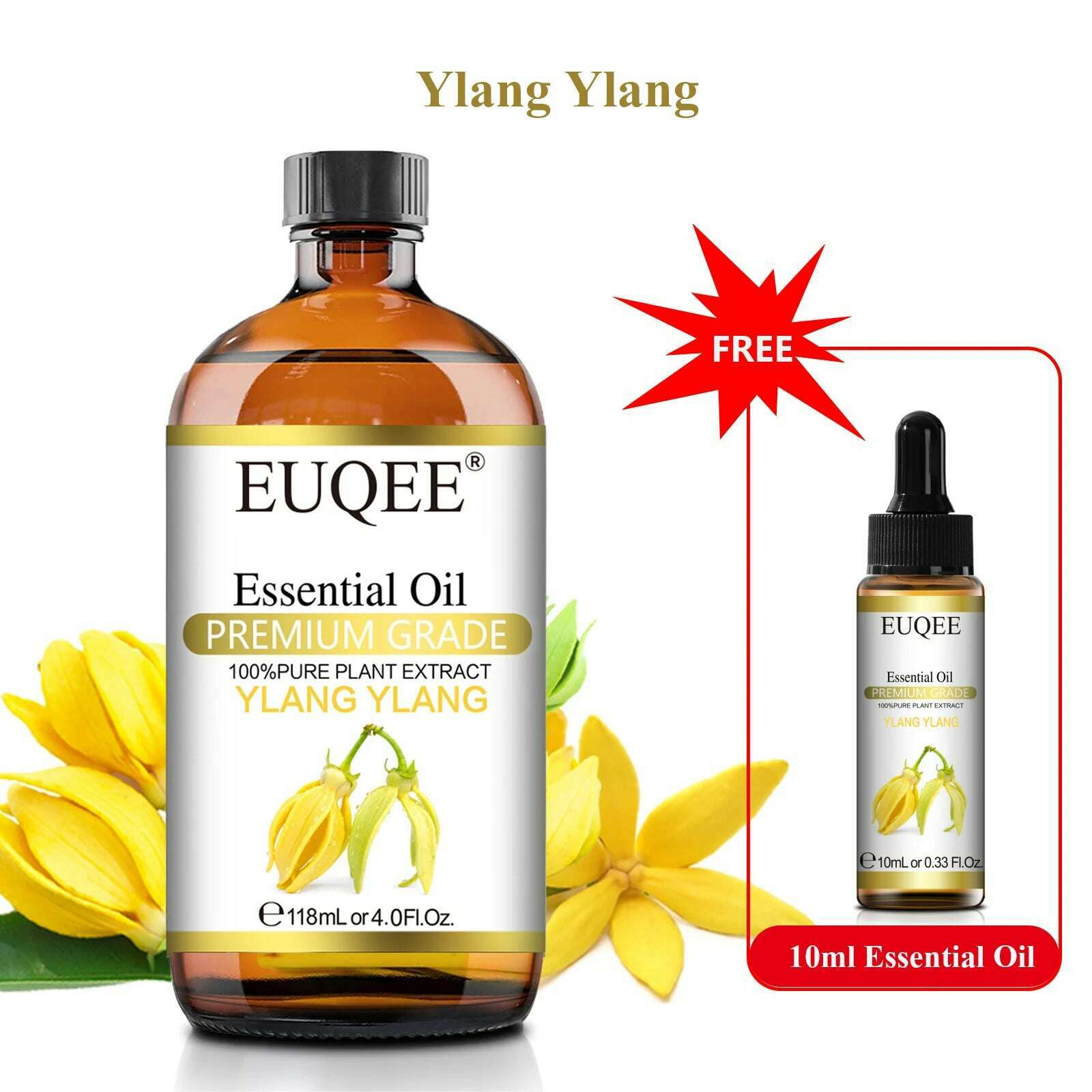 KIMLUD, Buy 118ml Essential Oil Get 10ml Free 100% Pure and Natural Essential Oil with Dropper for Aromatherapy Diffuser Massage DIY, Ylang Ylang / 118ml and 10ml / CHINA, KIMLUD APPAREL - Womens Clothes