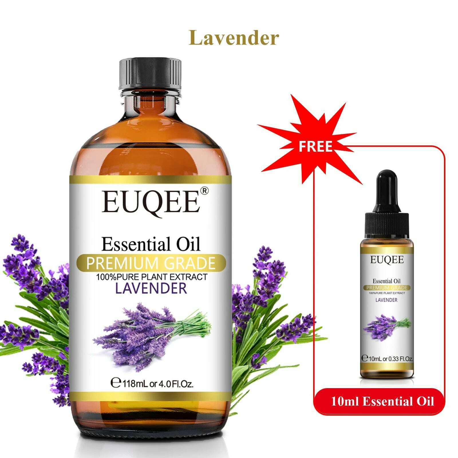 KIMLUD, Buy 118ml Essential Oil Get 10ml Free 100% Pure and Natural Essential Oil with Dropper for Aromatherapy Diffuser Massage DIY, Lavender / 118ml and 10ml / CHINA, KIMLUD APPAREL - Womens Clothes