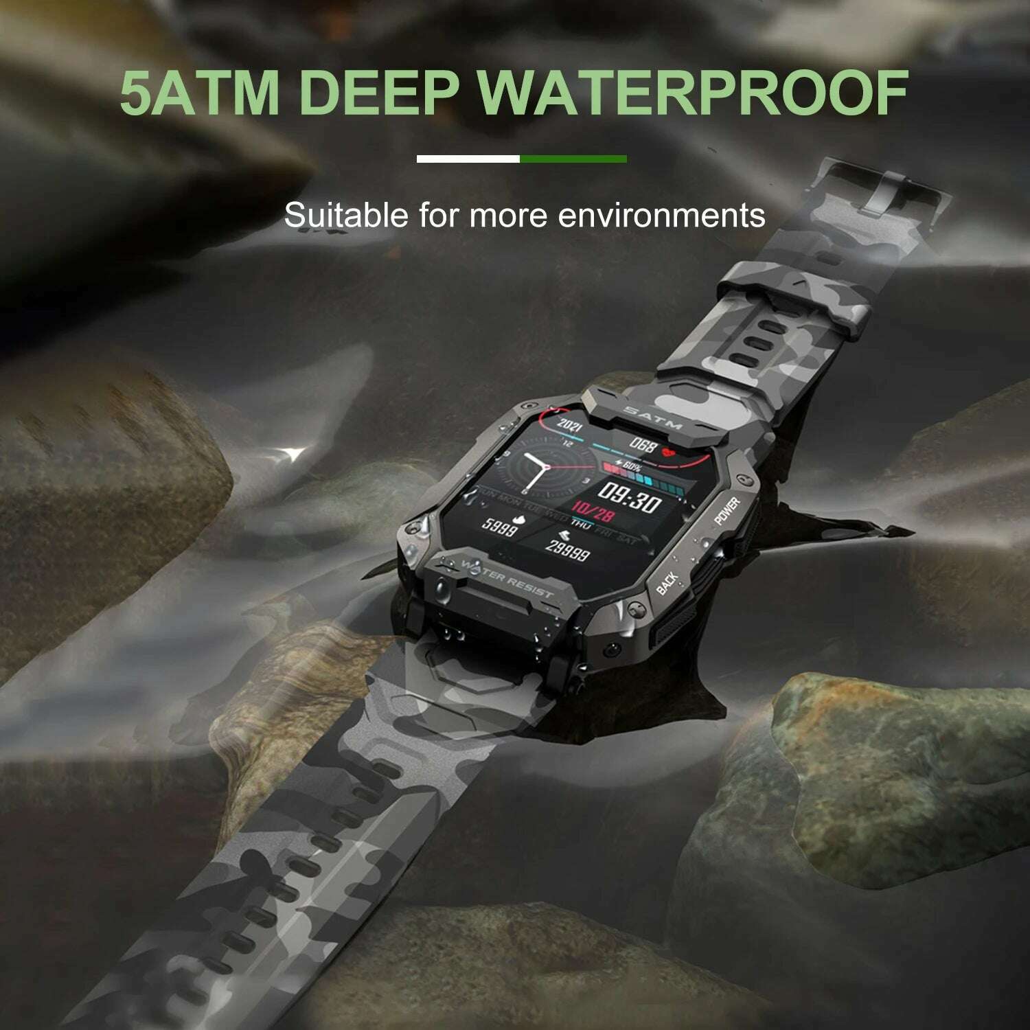 C20 Military Smart Watch Men Carbon Black Ultra Army Outdoor IP68 Waterproof Heart Rate Blood Oxygen Monitor Smartwatch 2023 - KIMLUD