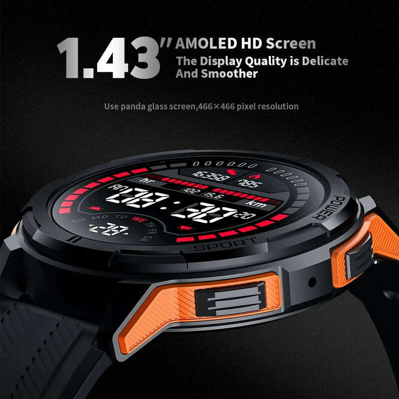 C25 Smart Watch For Men Smartwatch 2023 Bluetooth Call Heart Rate Monitor 1.43 Inch HD 466*466 Screen 100+ Sport Voice assistant - KIMLUD