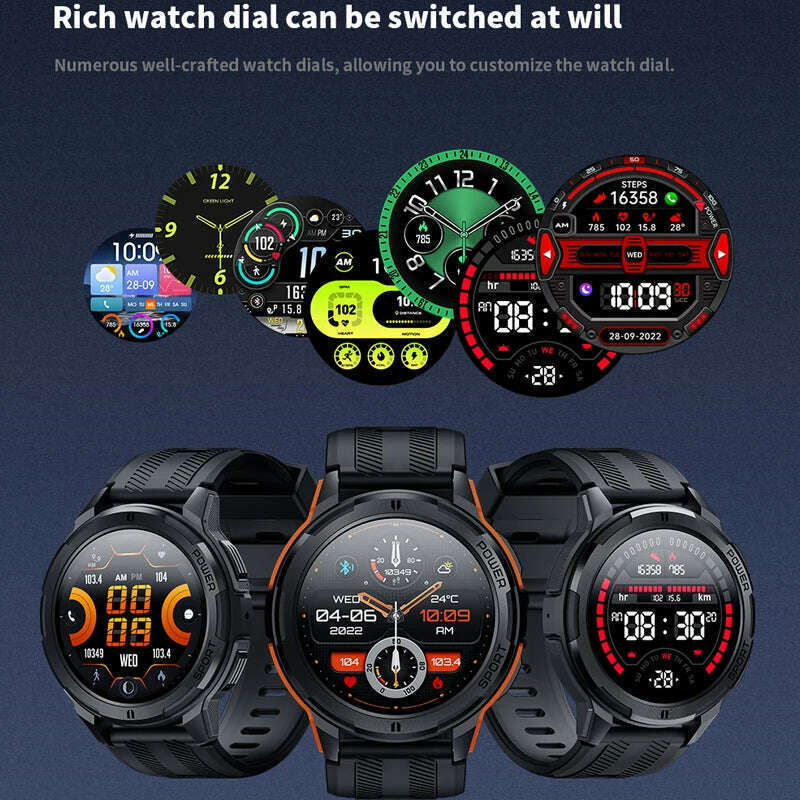 C25 Smart Watch For Men Smartwatch 2023 Bluetooth Call Heart Rate Monitor 1.43 Inch HD 466*466 Screen 100+ Sport Voice assistant - KIMLUD