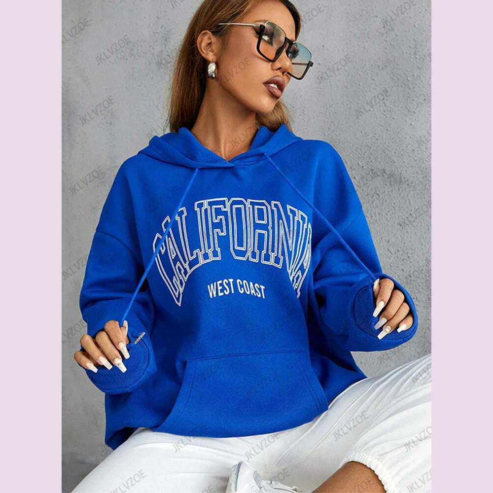 California Personality Letter Printed Sweatshirt Women Creative Comfortable Hoodie Fashion Hip Hop Streetwear Oversized Clothes - KIMLUD