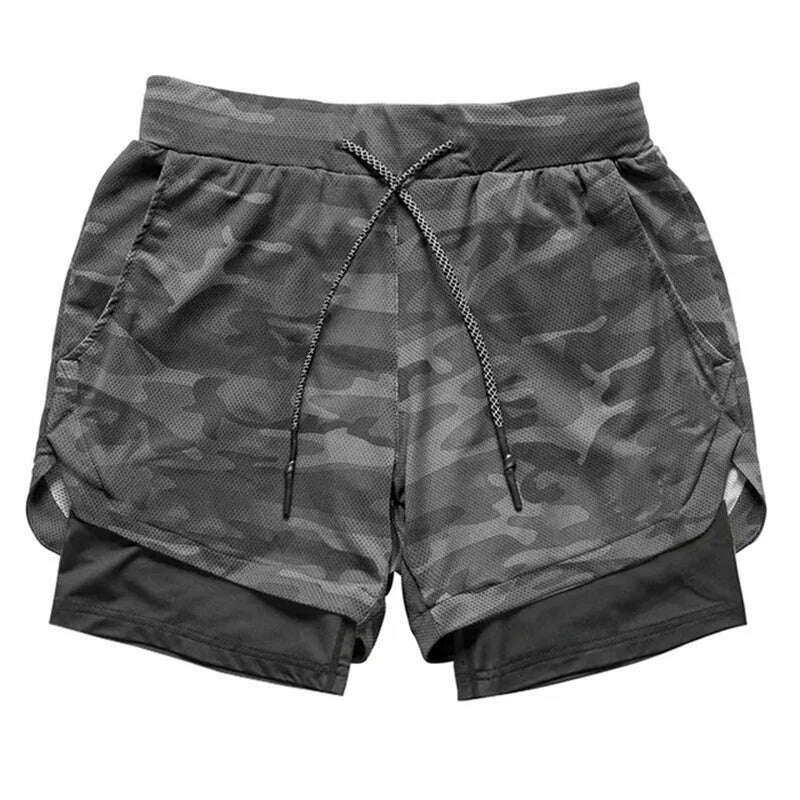 KIMLUD, Camo Running Shorts Men Gym Sports Shorts 2 In 1 Quick Dry Workout Training Gym Fitness Jogging Short Pants Summer Men Shorts, Camouflage Black / XXXL, KIMLUD Womens Clothes