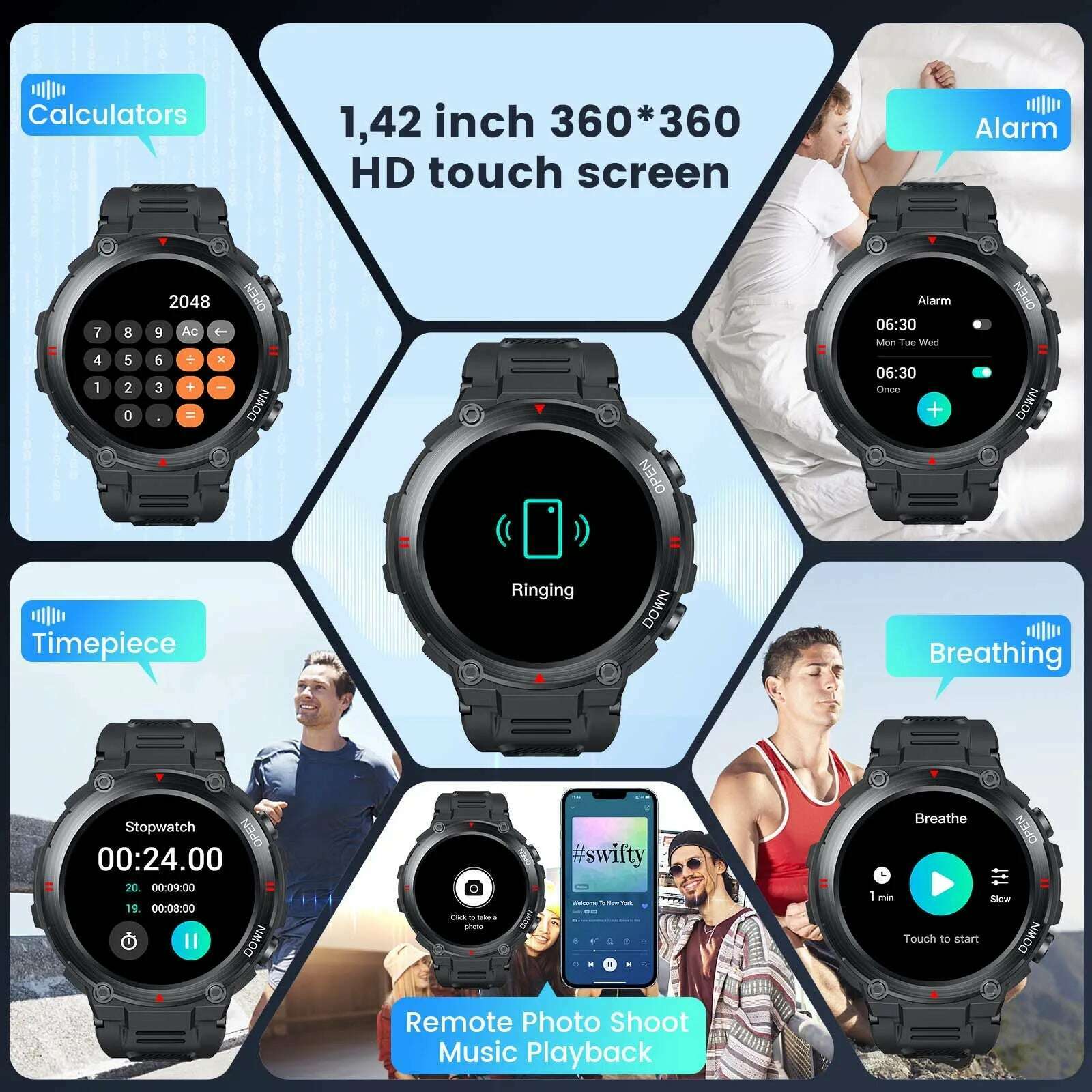 KIMLUD, CanMixs K22 watch Bluetooth Call Smart Watch Men Outdoor Sports Fitness Tracker Heart Rate Music Play Smartwatch For Android IOS, KIMLUD Womens Clothes