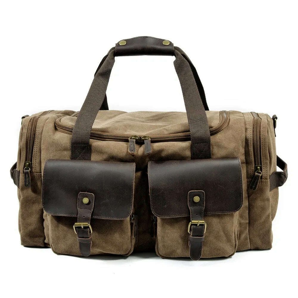 Canvas bag large capacity for men's handbags leisure wear one shoulder aslant luggage - KIMLUD