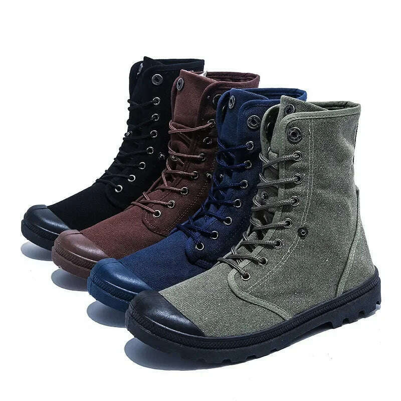 KIMLUD, Canvas Boots Men Boots High Top Shoes for Men 2024 New Trend Platform Cuff Shoes Men Casual Ankle Boots Military Bota Masculina, KIMLUD Womens Clothes