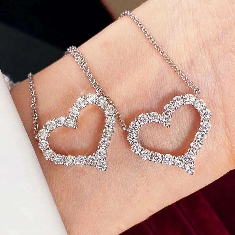 CAOSHI Delicate Exquisite Heart Necklaces for Women Stylish Bridal Wedding Jewelry Charming Crystal Pendant Trendy Accessories - KIMLUD