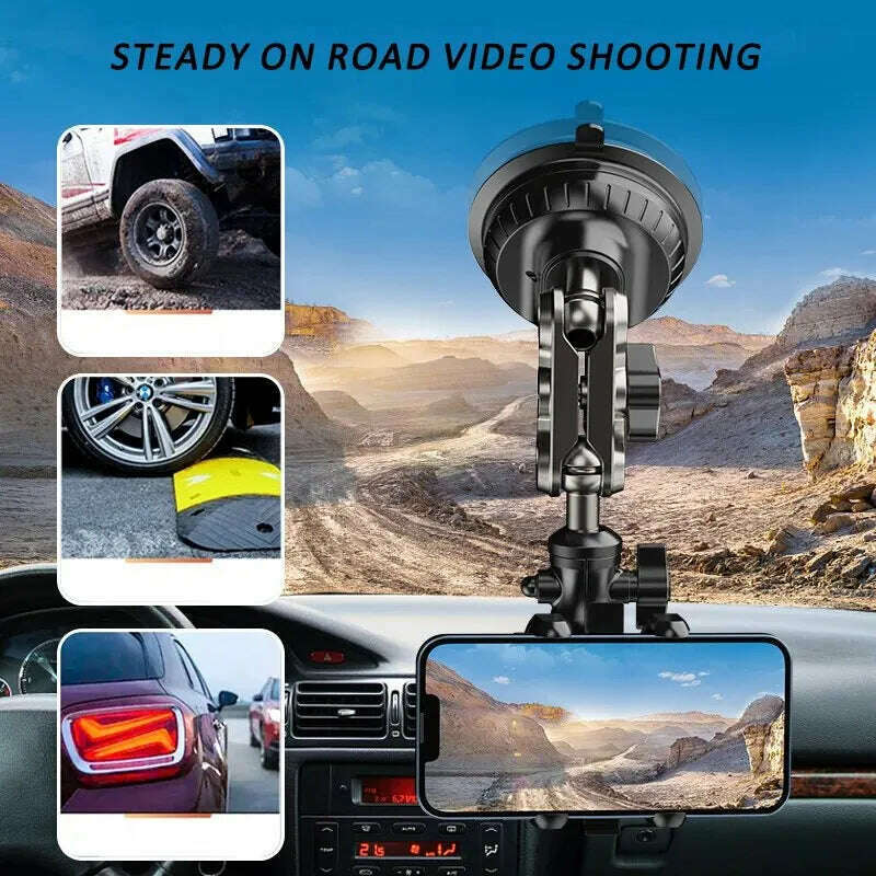 Car Phone Mount Video Recording Universal Magic Arm Suction Car Phone Holder Mount Windshield Window Glass Vlog Shooting - KIMLUD