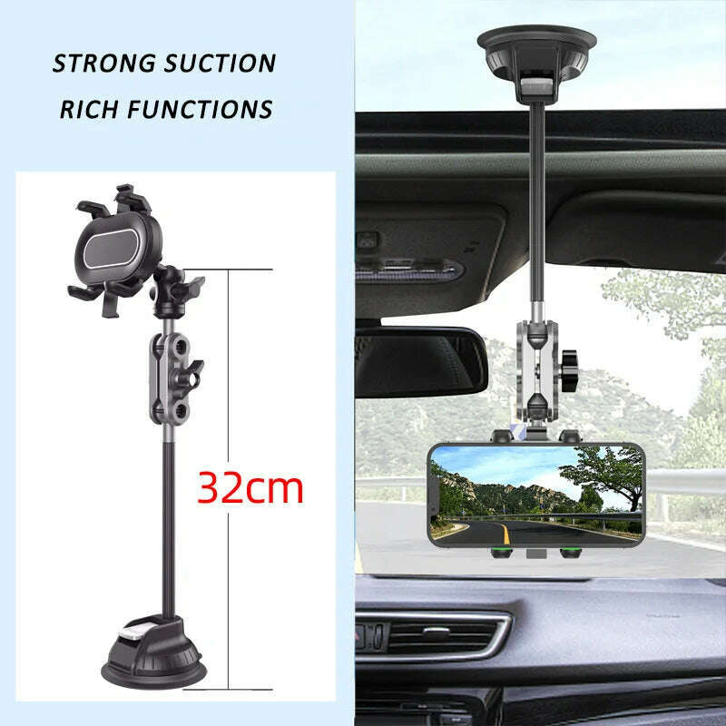 Car Phone Mount Video Recording Universal Magic Arm Suction Car Phone Holder Mount Windshield Window Glass Vlog Shooting - KIMLUD