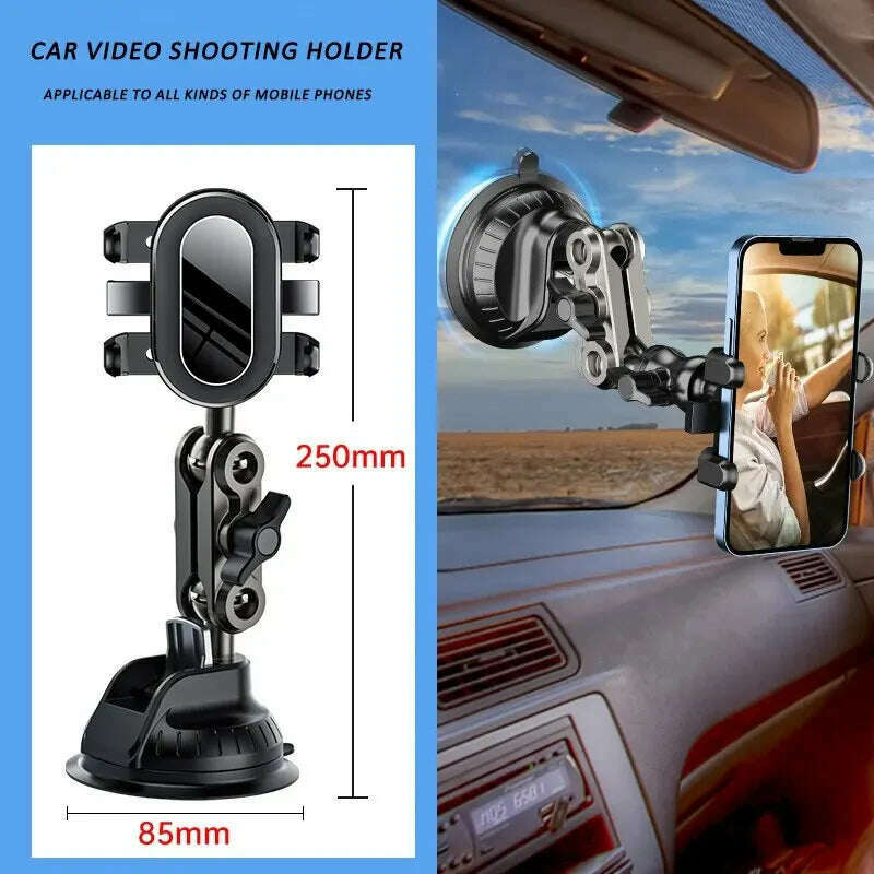 Car Phone Mount Video Recording Universal Magic Arm Suction Car Phone Holder Mount Windshield Window Glass Vlog Shooting - KIMLUD