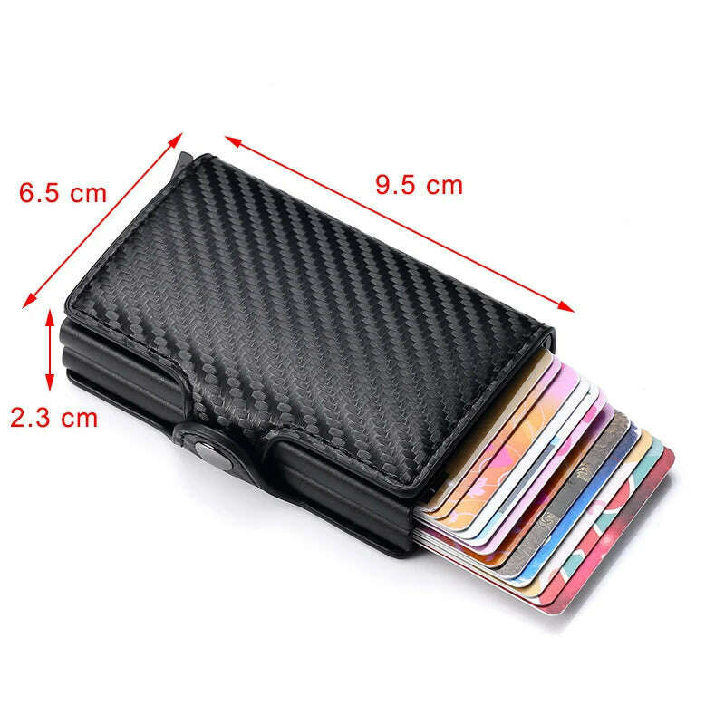 Carbon Fiber Credit Card Holder Mens Double Anti Rfid Bank Cardholder Case Wallet Metal Business Bank Minimalist Wallet Gift - KIMLUD